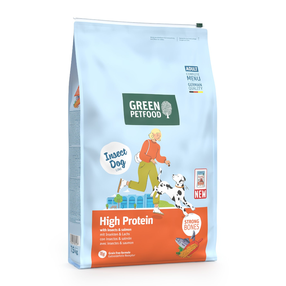 Green Petfood High Protein con insectos y salmón - 2 x 7,5 kg - Pack Ahorro